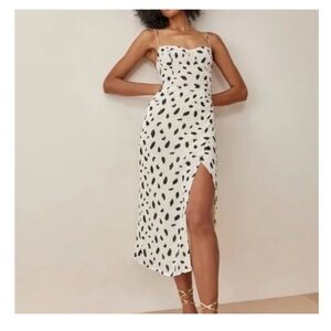 Reformation journey Elegant Black and White Polka Dot Dress size 10